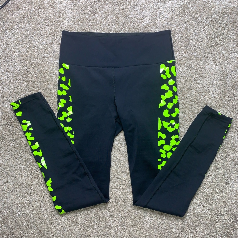 Noli Yoga Black Neon Lime Cheetah Leggings Size S - Picture 3 of 7